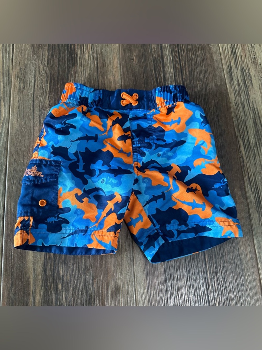 UV Skinz UPF 50+ sunwear camouflage shark swim shorts toddler boys 2T lined